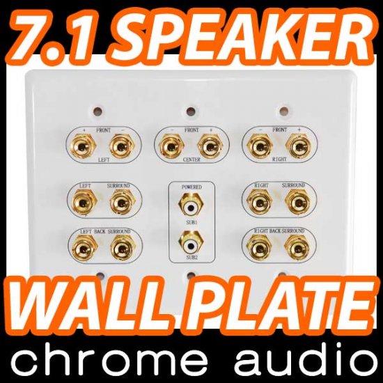 7.1 Surround Speaker Wall Plate inc. 2 Subwoofer RCA - Click Image to Close