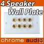 4 Speaker Banana Socket Wall Plate