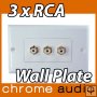 3 RCA Component / AV Wall Plate