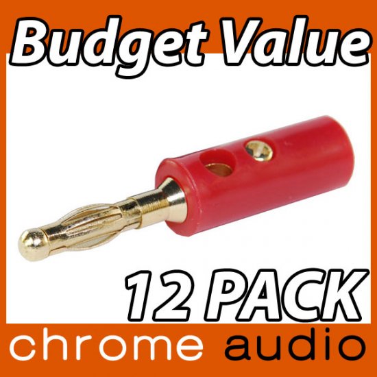 Budget 24k Gold Banana Plug 12 Pack - Click Image to Close