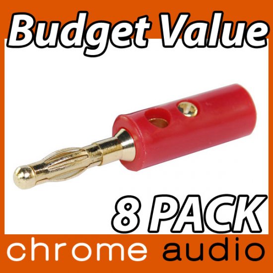 Budget 24k Gold Banana Plug 8 Pack - Click Image to Close
