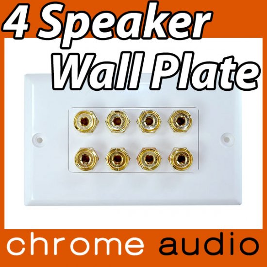 4 Speaker Banana Socket Wall Plate - Click Image to Close