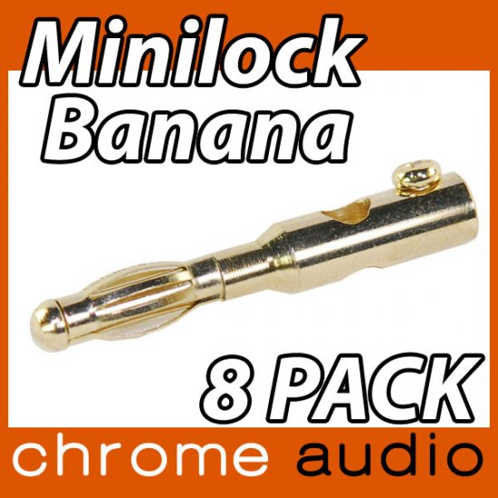 Minilock 24k Gold Banana Plug 8 Pack - Click Image to Close