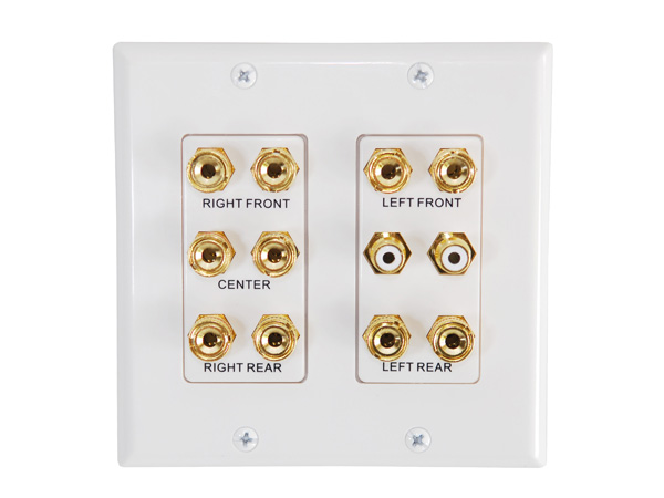 5.1 Surround Speaker Wall Plate inc. 2 Subwoofer RCA - Click Image to Close