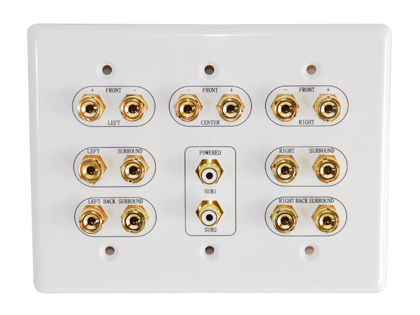 7.1 Surround Speaker Wall Plate inc. 2 Subwoofer RCA - Click Image to Close