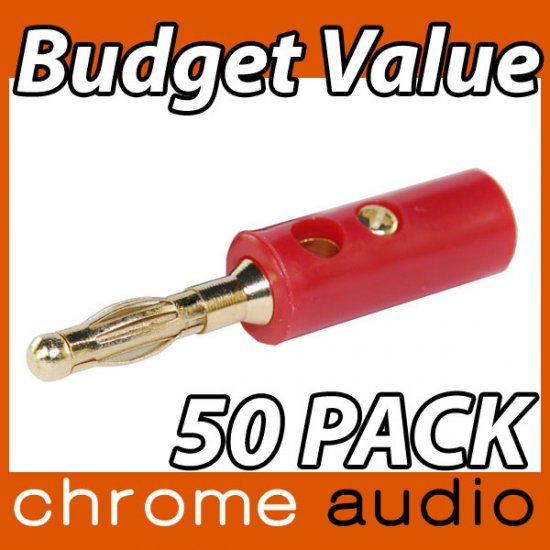 Budget 24k Gold Banana Plug 50 Pack - Click Image to Close