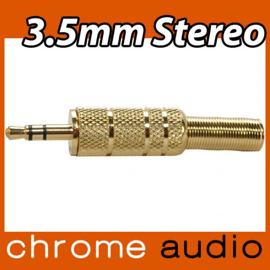 3.5mm Stereo Mini Jack 24k Gold - Click Image to Close