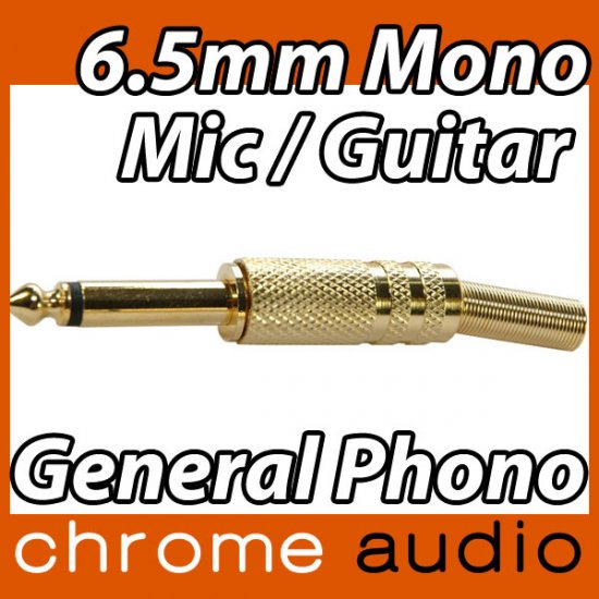 6.5mm Mono Phono Jack 24k Gold - Click Image to Close