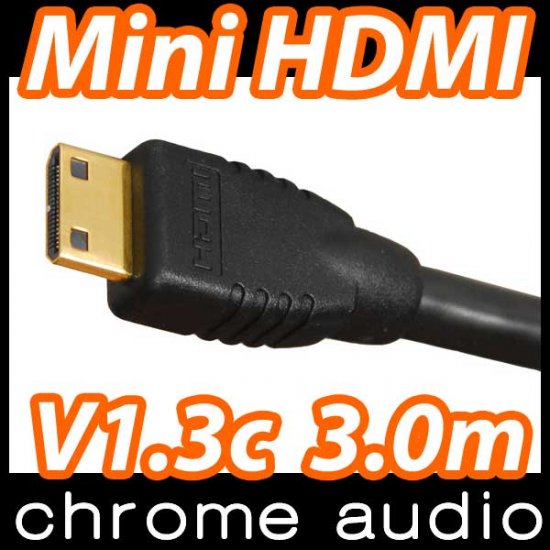 3.0m ChromeAud Mini HDMI - HDMI Cable v1.3c 1080p HDTV - Click Image to Close