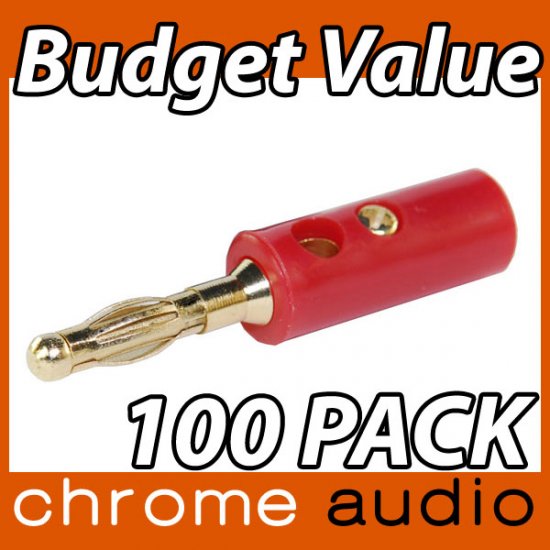 Budget 24k Gold Banana Plug 100 Pack - Click Image to Close