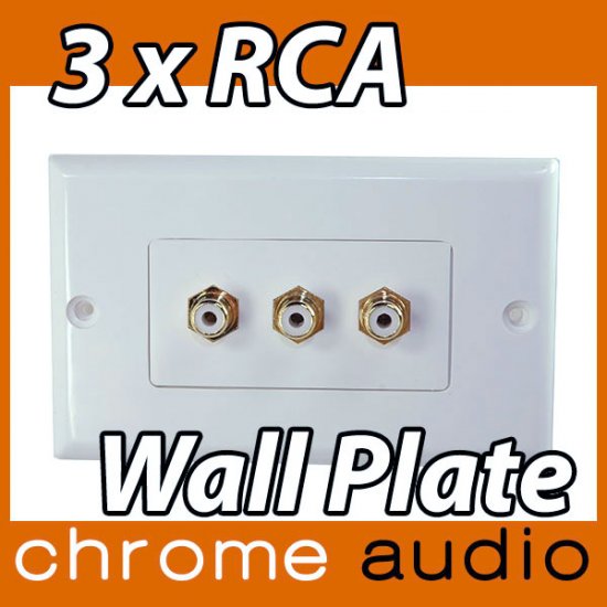 3 RCA Component / AV Wall Plate - Click Image to Close